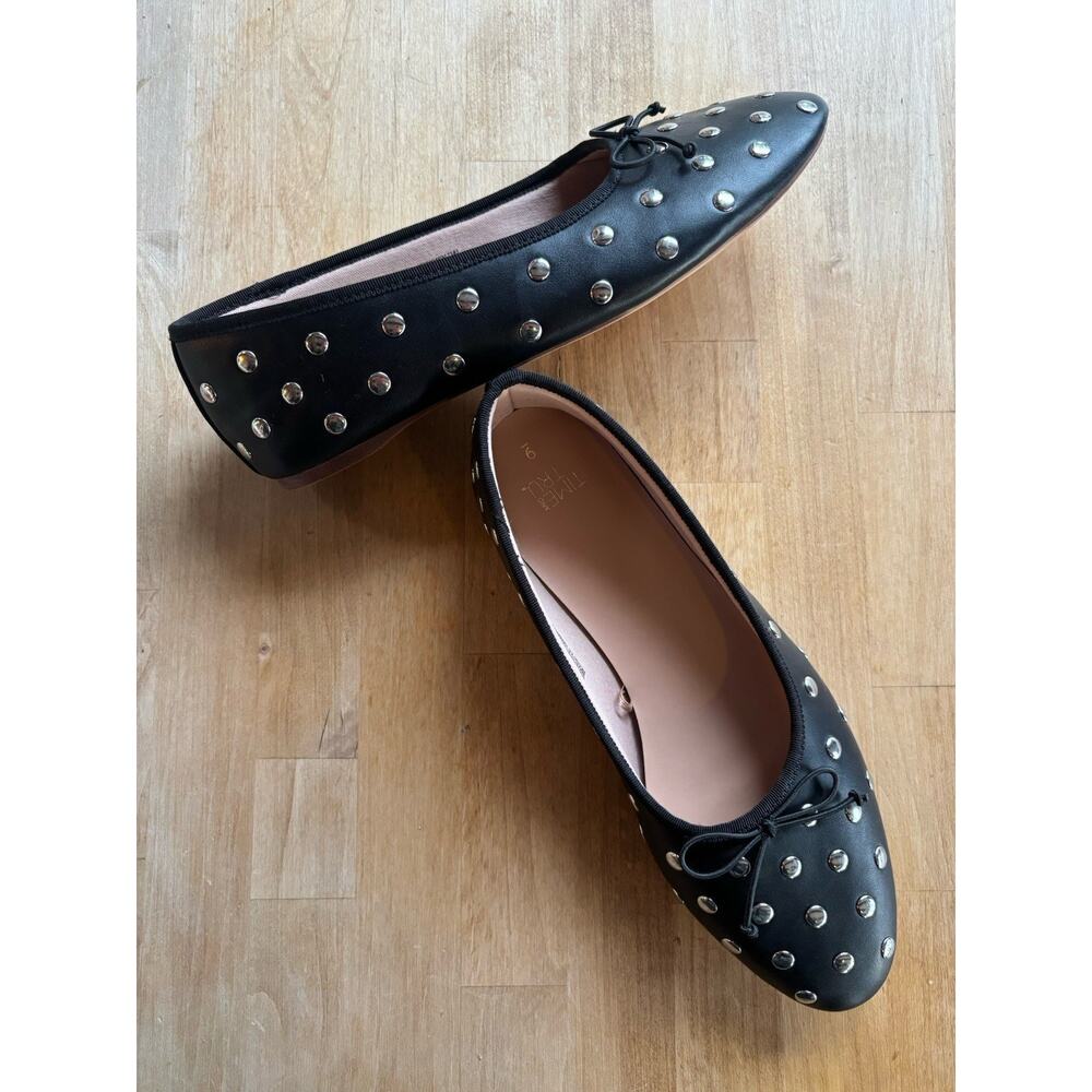 Black Studded Bow Statement Ballet Flat Memory Foam Size 9 NWOT Time And Tru - Picture 5 of 9